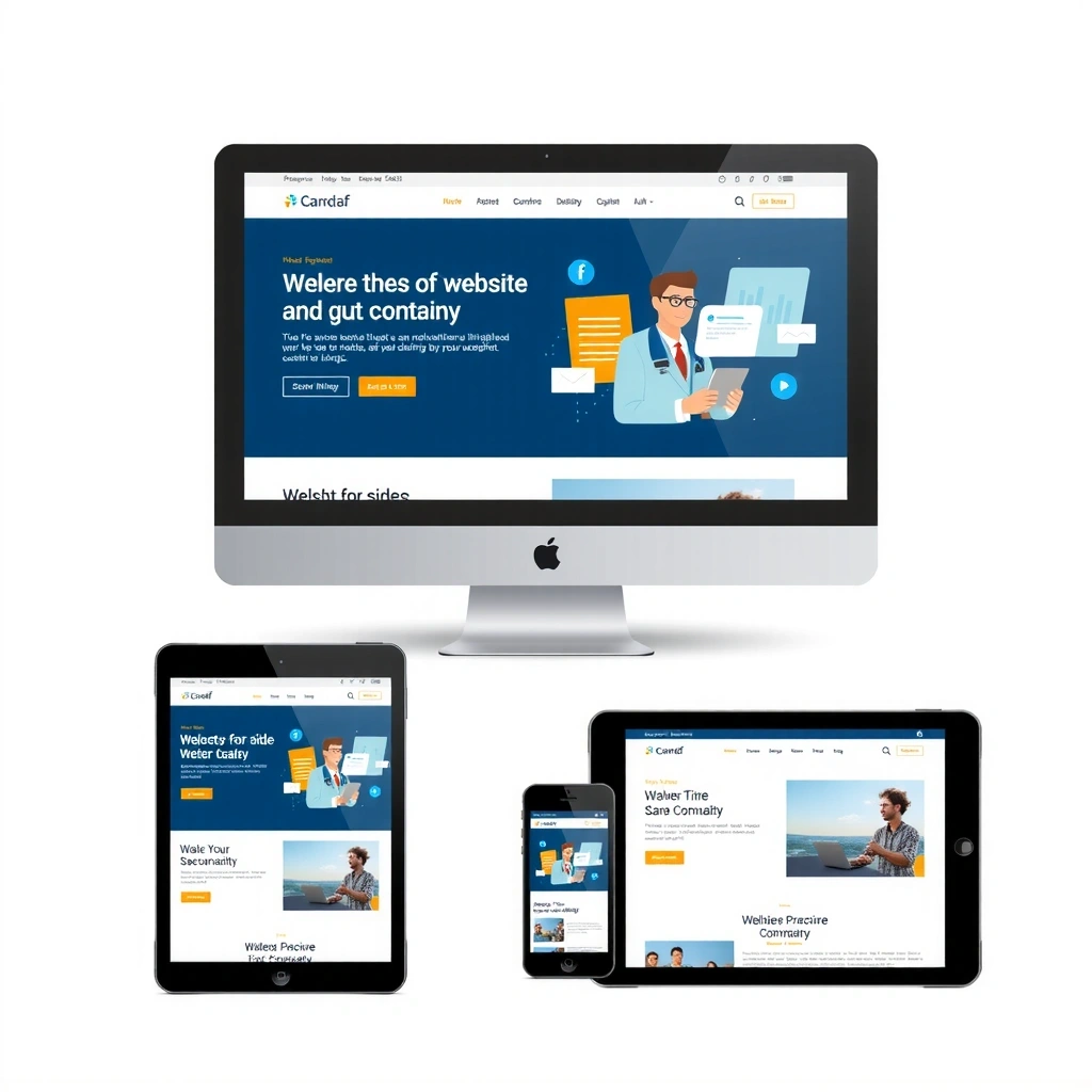 Responsive website mockup showing different devices