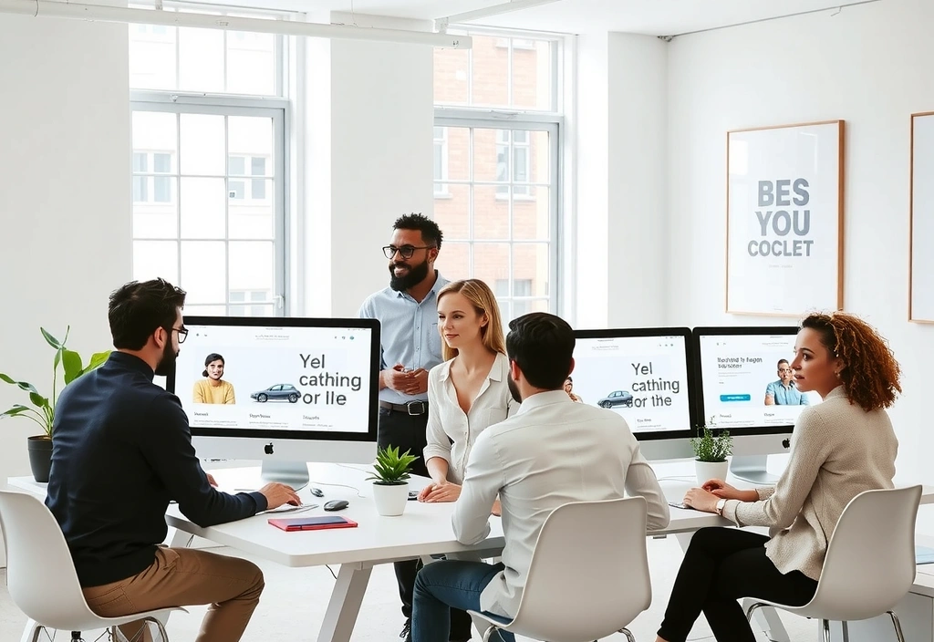 Webliney team working on web design projects in Chelsea office